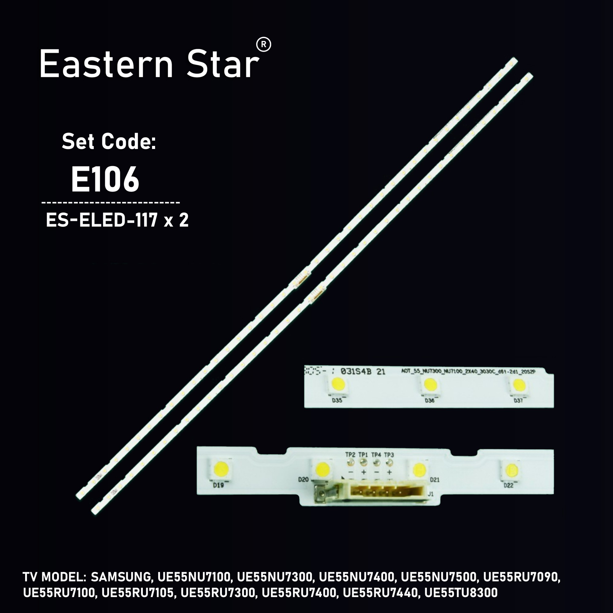 ES-ELED-117, SAMSUNG, UE55NU7100, UE55NU7300, UE55NU7400, UE55NU7500, UE55RU7090, UE55RU7100, UE55RU7105, UE55RU7300, UE55RU7400, UE55RU7440, UE55TU8300, TV LED BAR