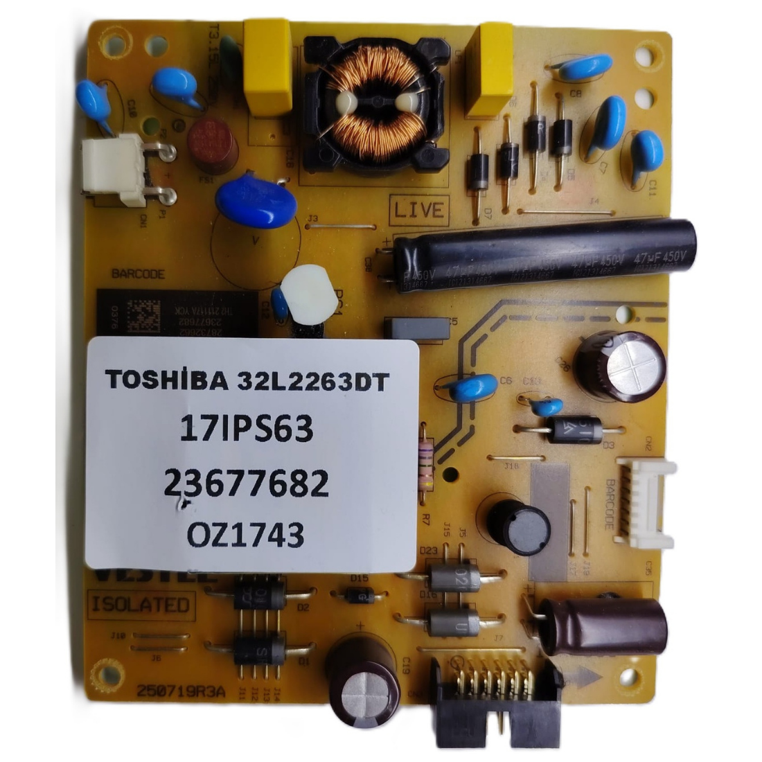 17IPS63 , 23677682 , TOSHİBA 32L2263DT BESLEME KARTI 