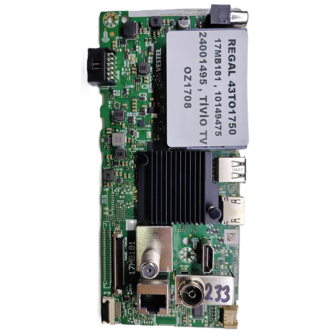 17MB181 , 10149475 , 24001495 , TİVİO TV , REGAL 43TO1750  MAİNBOARD           
